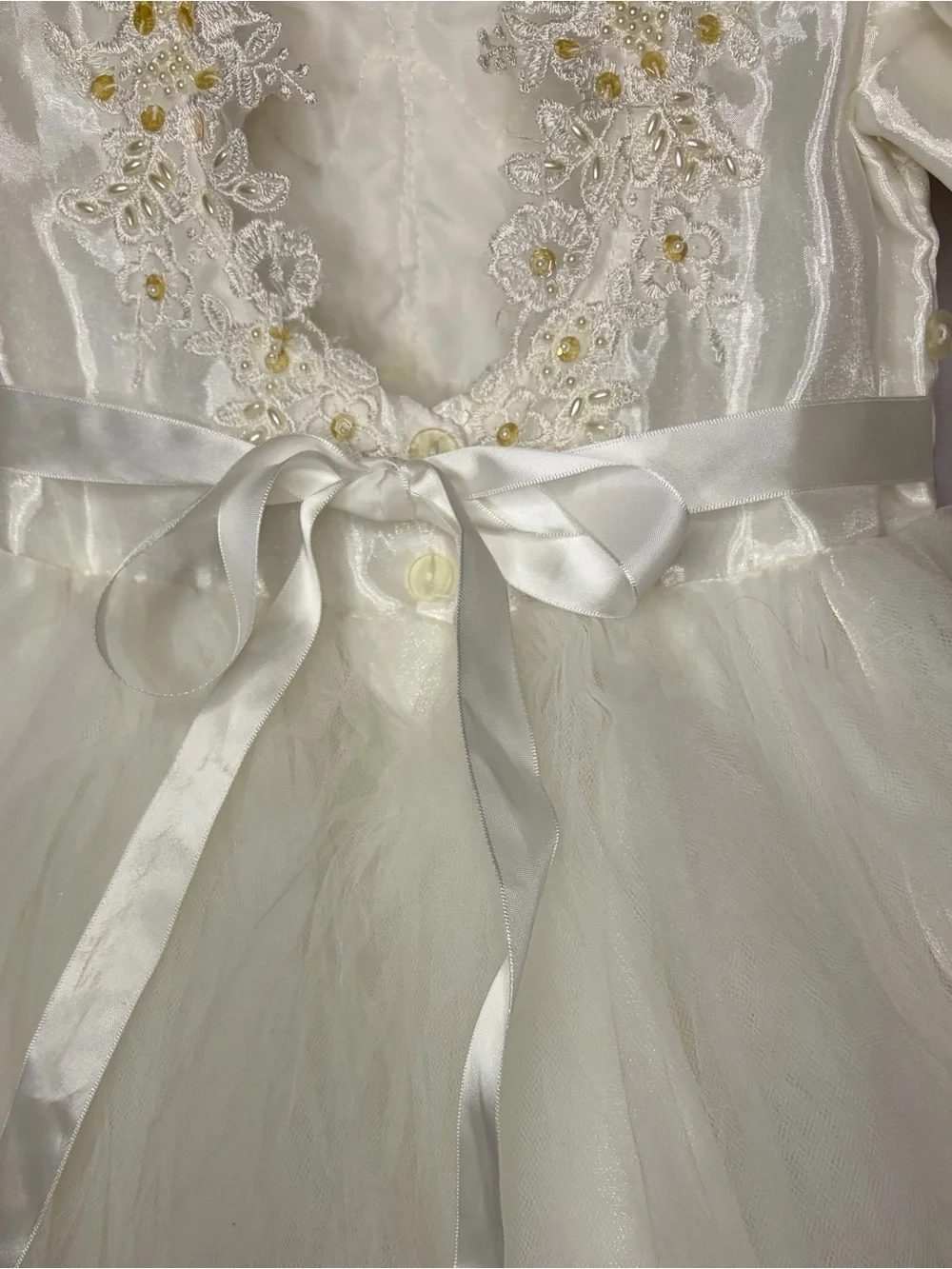 Vintage Baby Baptism Christening Dress Ivory Lace Tulle Size 2 NWOT